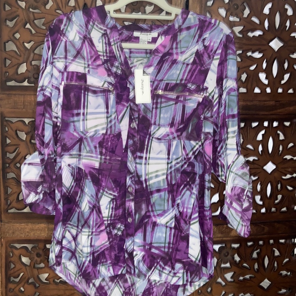 Tracy M Purple Abstract Print + Bonus Blouse